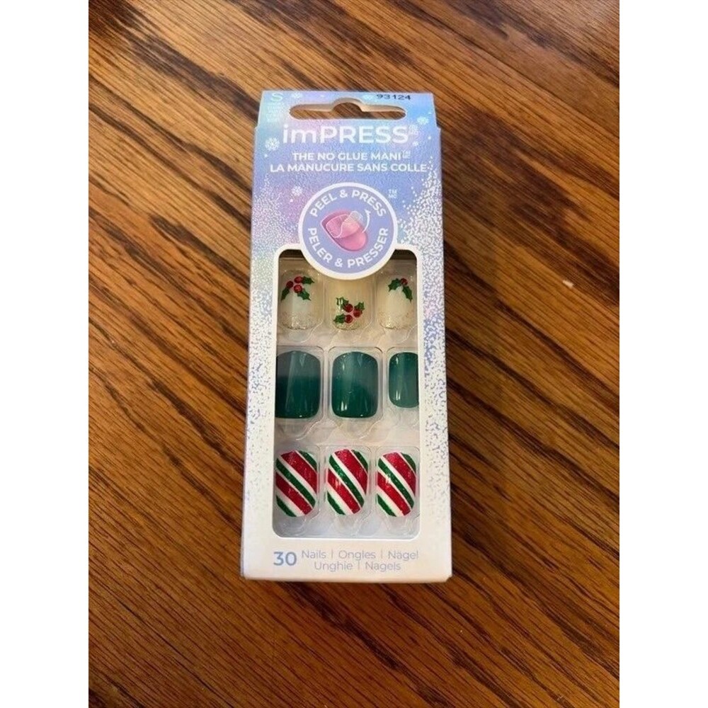 Impress Christmas No Glue Manicure Tips Festive Lights